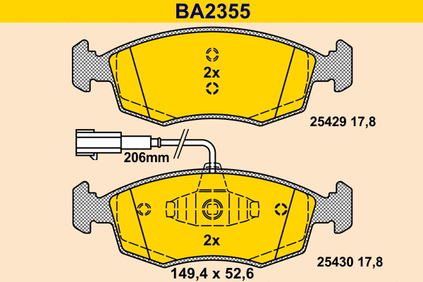 Kit de plaquettes de frein, frein à disque BARUM BA2355