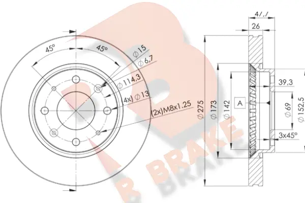 Disque de frein R BRAKE 78RBD25002