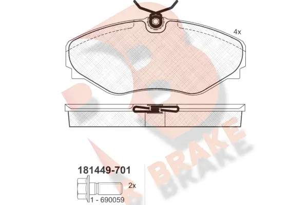 Kit de plaquettes de frein, frein à disque R BRAKE RB1449-701