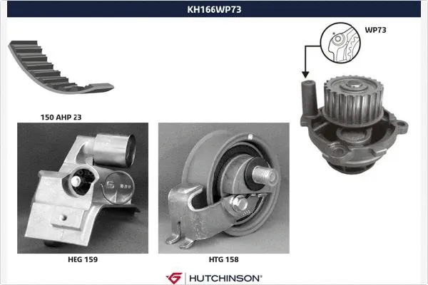 Pompe à eau + kit de courroie crantée HUTCHINSON KH 166WP73