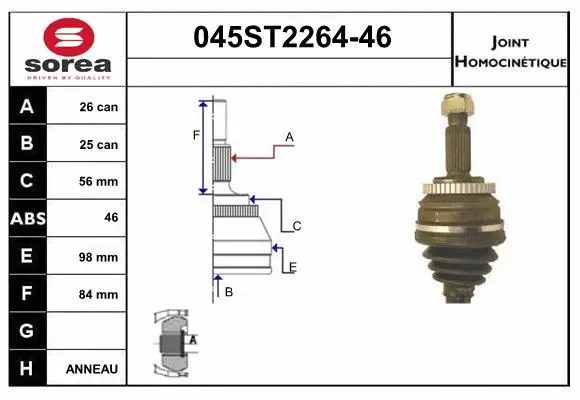 Jeu de joints, arbre de transmission STARTCAR 045ST2264-46