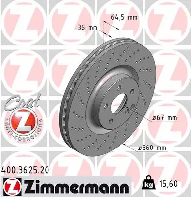 Disque de frein ZIMMERMANN 400.3625.20