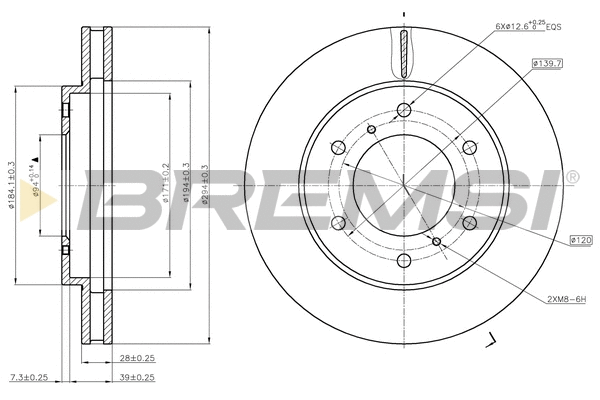 Disque de frein BREMSI CD7818V