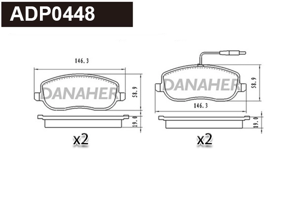 Kit de plaquettes de frein, frein à disque DANAHER ADP0448