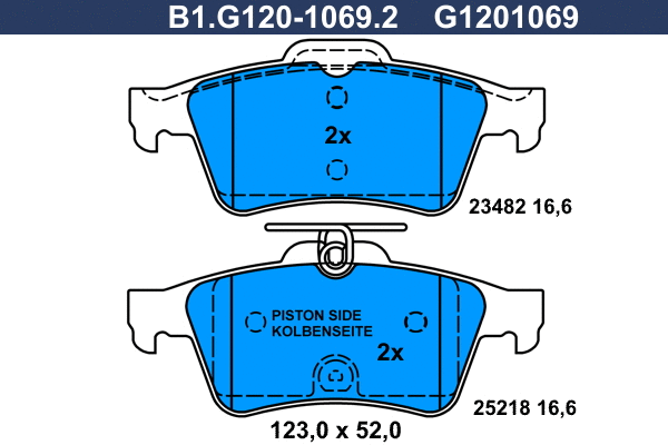 Kit de plaquettes de frein, frein à disque GALFER B1.G120-1069.2