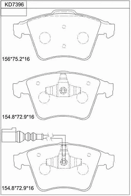 Kit de plaquettes de frein, frein à disque ASIMCO KD7396