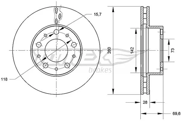 Disque de frein TOMEX Brakes TX 70-95