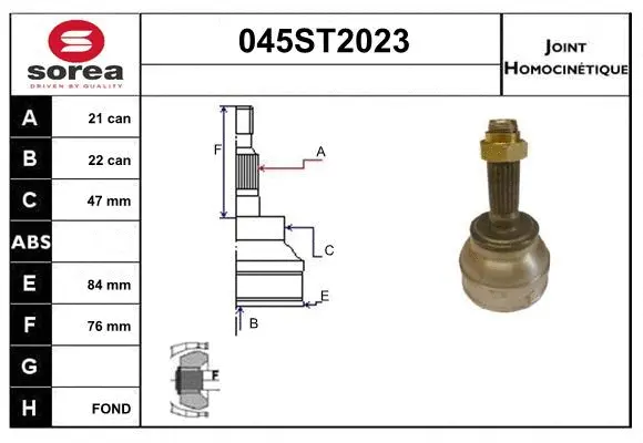 Jeu de joints, arbre de transmission STARTCAR 045ST2023