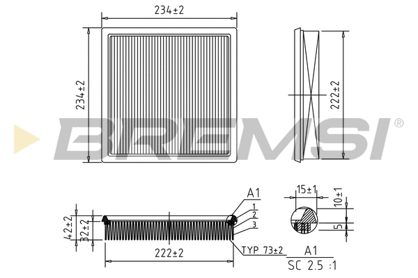 Filtre à air BREMSI FA1384