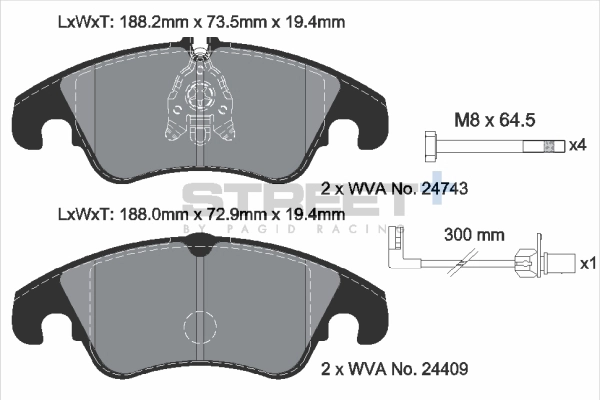 Kit de plaquettes de frein, frein à disque PAGID Racing T8093SP2001