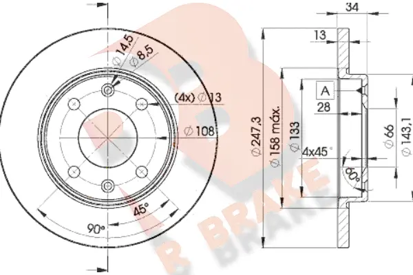 Disque de frein R BRAKE 78RBD24298