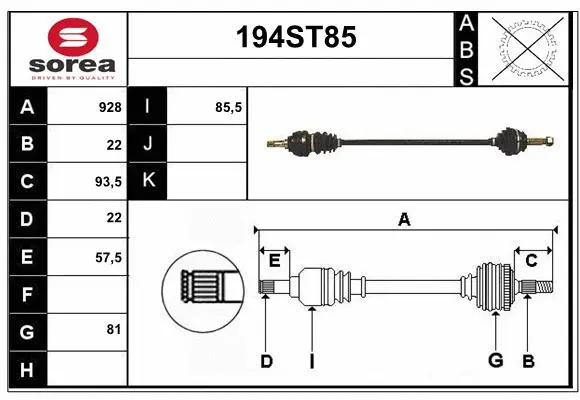 Arbre de transmission STARTCAR 194ST85