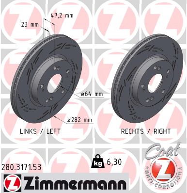 Disque de frein ZIMMERMANN 280.3171.53