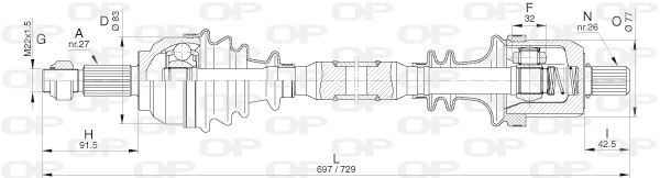 Arbre de transmission OPEN PARTS DRS6318.00