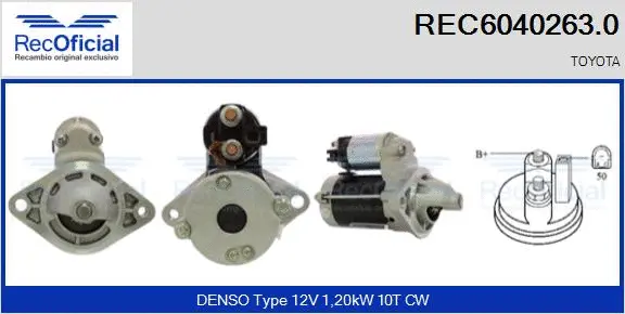 Démarreur RECOFICIAL REC6040263.0