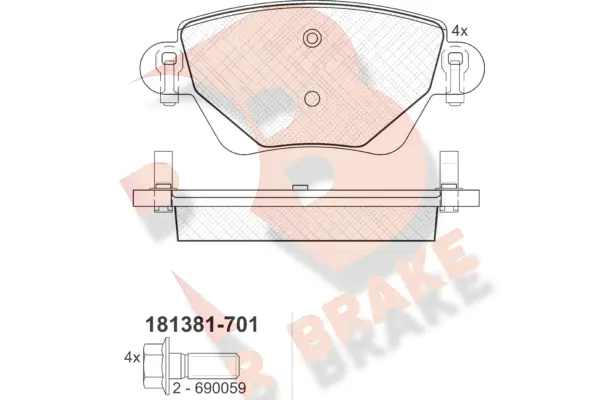 Kit de plaquettes de frein, frein à disque R BRAKE RB1381-701