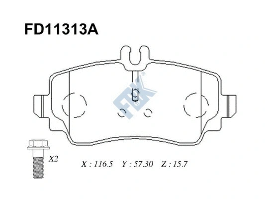 Kit de plaquettes de frein, frein à disque FBK FD11313A