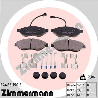 Kit de plaquettes de frein, frein à disque ZIMMERMANN 24468.190.2
