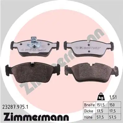 Kit de plaquettes de frein, frein à disque ZIMMERMANN 23287.975.1