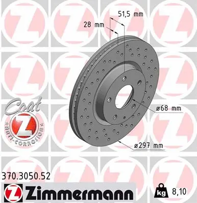 Disque de frein ZIMMERMANN 370.3050.52