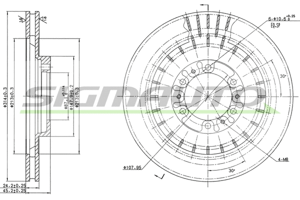 Disque de frein SIGMAUTO DBB212V