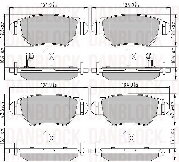 Kit de plaquettes de frein, frein à disque DANBLOCK DB 510341