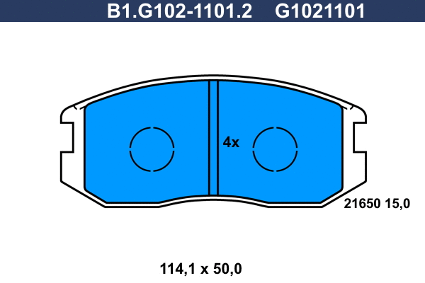 Kit de plaquettes de frein, frein à disque GALFER B1.G102-1101.2