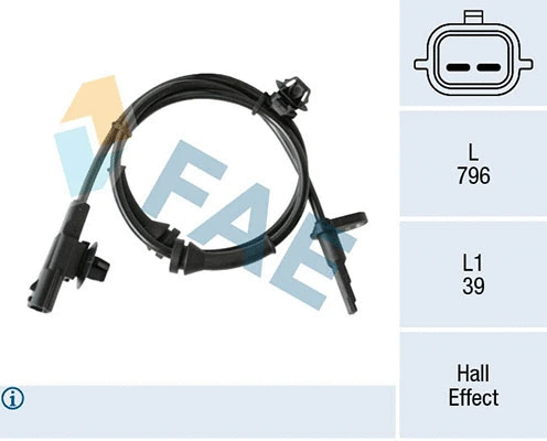 Capteur, vitesse de roue FAE 78312