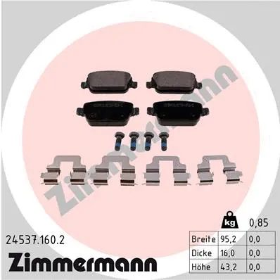 Kit de plaquettes de frein, frein à disque ZIMMERMANN 24537.160.2