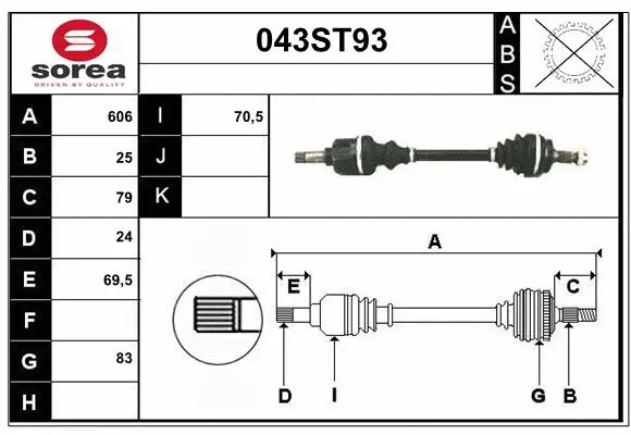 Arbre de transmission STARTCAR 043ST93