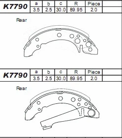 Jeu de mâchoires de frein ASIMCO K7790