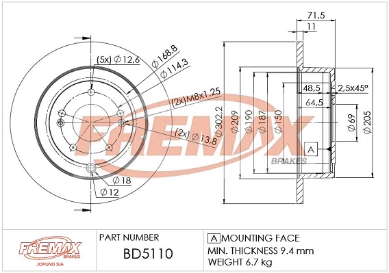 Disque de frein FREMAX BD-5110