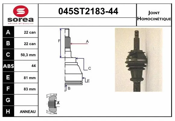 Jeu de joints, arbre de transmission STARTCAR 045ST2183-44