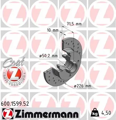 Disque de frein ZIMMERMANN 600.1599.52