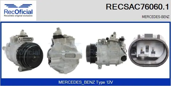 Compresseur, climatisation RECOFICIAL RECSAC76060.1