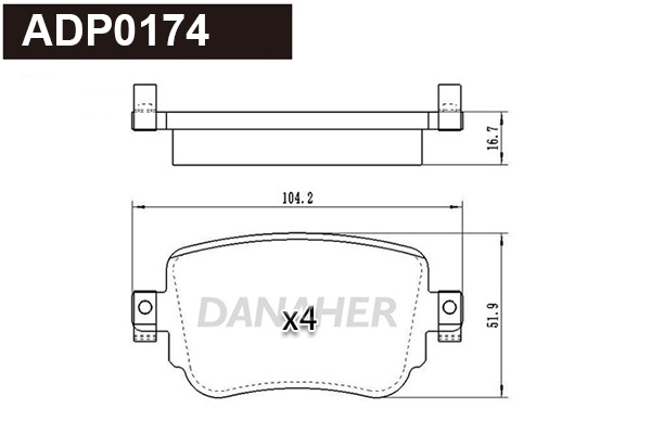 Kit de plaquettes de frein, frein à disque DANAHER ADP0174