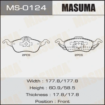 Jeu de mâchoires de frein MASUMA MS-0124
