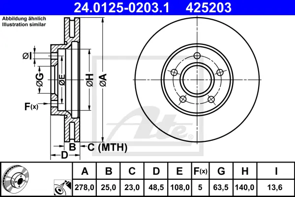 Disque de frein ATE-APAC 24.0125-0203.1