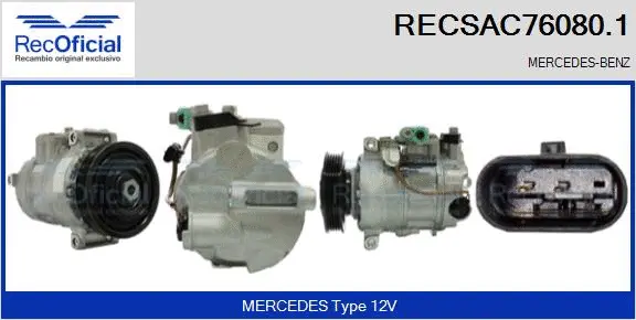 Compresseur, climatisation RECOFICIAL RECSAC76080.1