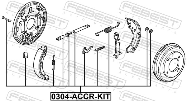 Kit d'accessoires, mâchoires de frein de stationnement FEBEST 0304-ACCR-KIT