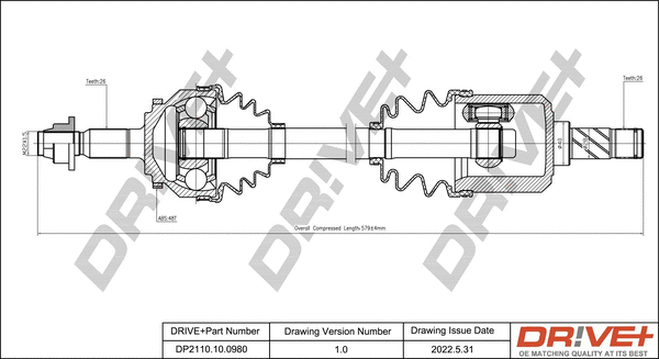 Arbre de transmission Dr!ve+ DP2110.10.0980