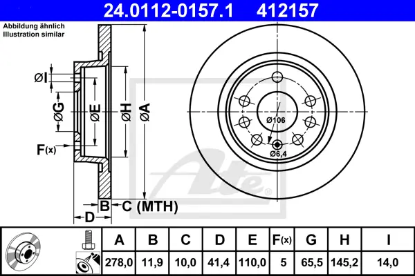 Disque de frein ATE-APAC 24.0112-0157.1