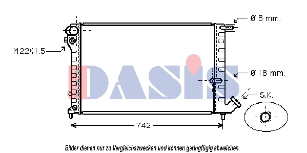 Radiateur, refroidissement du moteur AKS DASIS 060950N