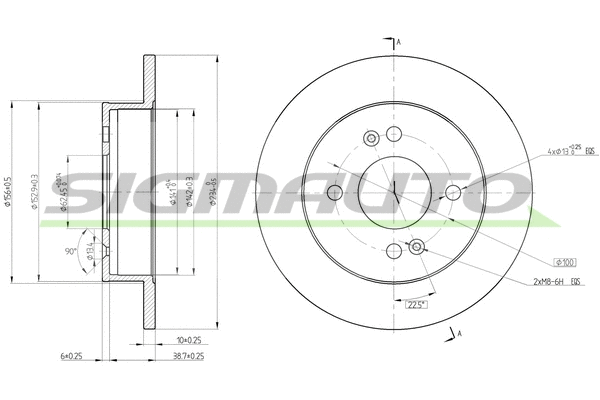 Disque de frein SIGMAUTO DBC213S