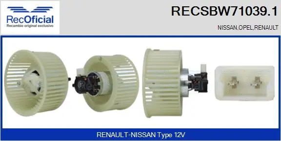 Pulseur d'air habitacle RECOFICIAL RECSBW71039.1