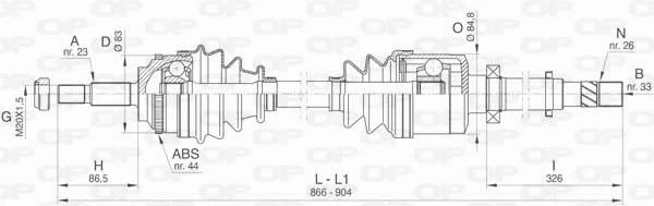 Arbre de transmission OPEN PARTS DRS6436.00