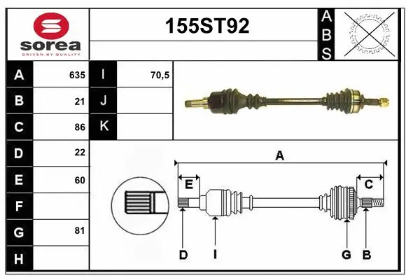 Arbre de transmission STARTCAR 155ST92