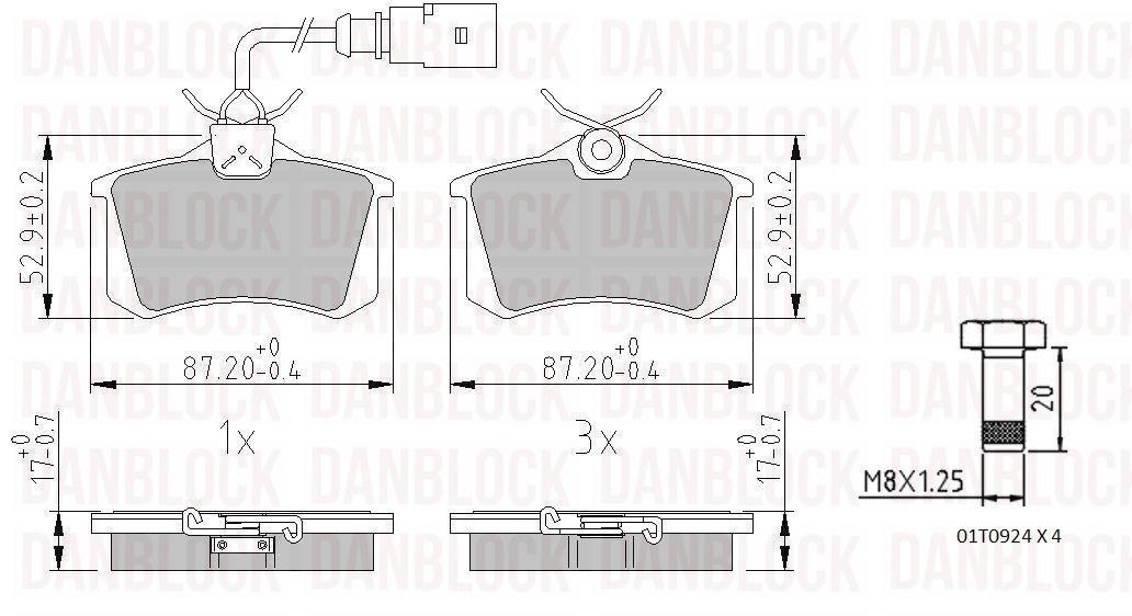 Kit de plaquettes de frein, frein à disque DANBLOCK DB 510226