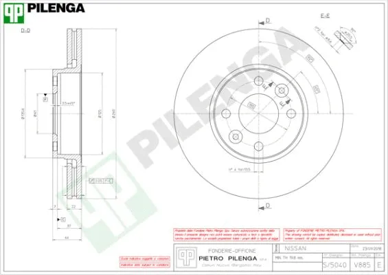 Disque de frein PILENGA V885