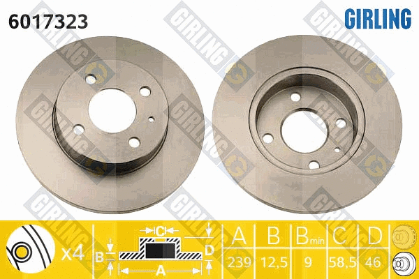 Disque de frein GIRLING 6017323